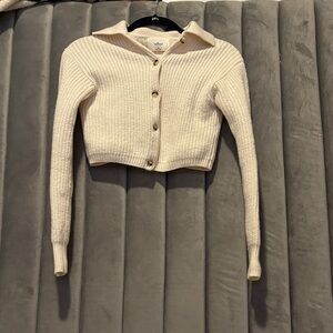 Aritzia Cream Button-Up Cardigan 100 percent Marino wool